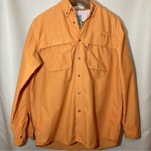 L.L. Bean Orange Lightweight Vented Fishing Shirt Jacket Button Down Sz M